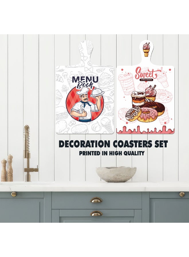 Two-piece wooden wall art set printed with elegant illustrations and protected with a glossy finish. Attached with strong double-sided adhesive for quick installation. Size: 29×18.5 cm. Resistant to dust and daily wear, with long-lasting print quality - Image 2