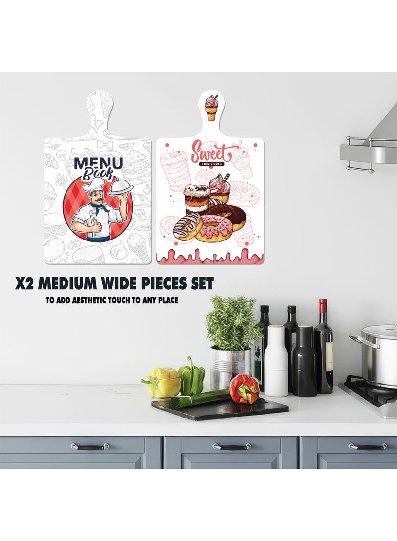 Two-piece wooden wall art set printed with elegant illustrations and protected with a glossy finish. Attached with strong double-sided adhesive for quick installation. Size: 29×18.5 cm. Resistant to dust and daily wear, with long-lasting print quality - Image 4