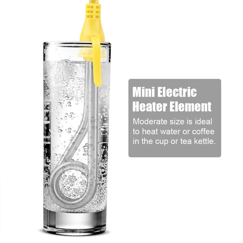 klarako Immersion Water Heater, Electric Heater Element, Mini Boiler Travel Heater Element Water Heater with Stainless Steel, Heating Boiling Coffee Tea Drinking Water for Home Office Travel Use - Image 3