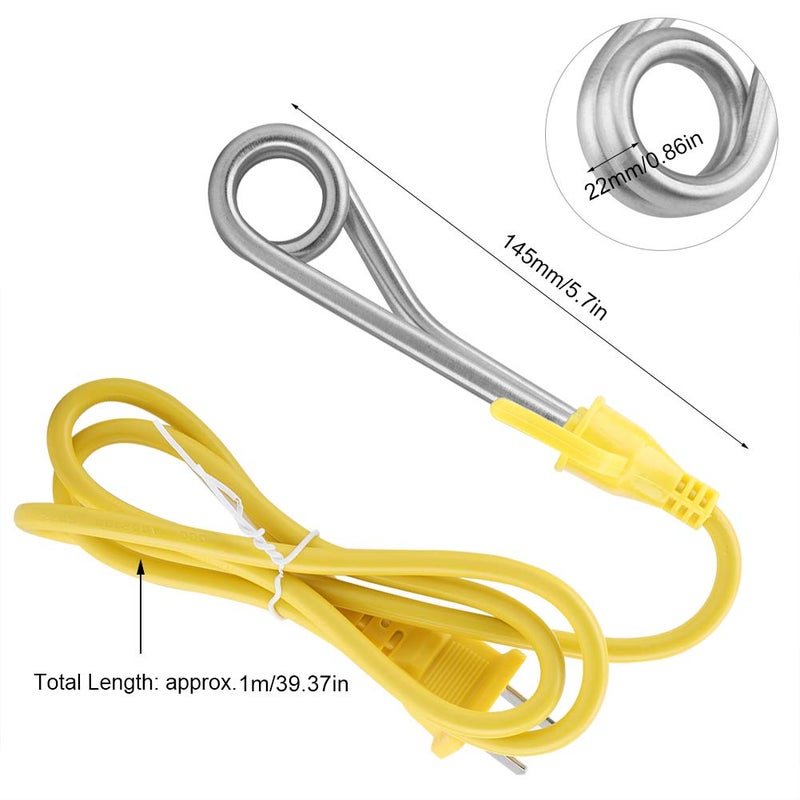 klarako Immersion Water Heater, Electric Heater Element, Mini Boiler Travel Heater Element Water Heater with Stainless Steel, Heating Boiling Coffee Tea Drinking Water for Home Office Travel Use - Image 5