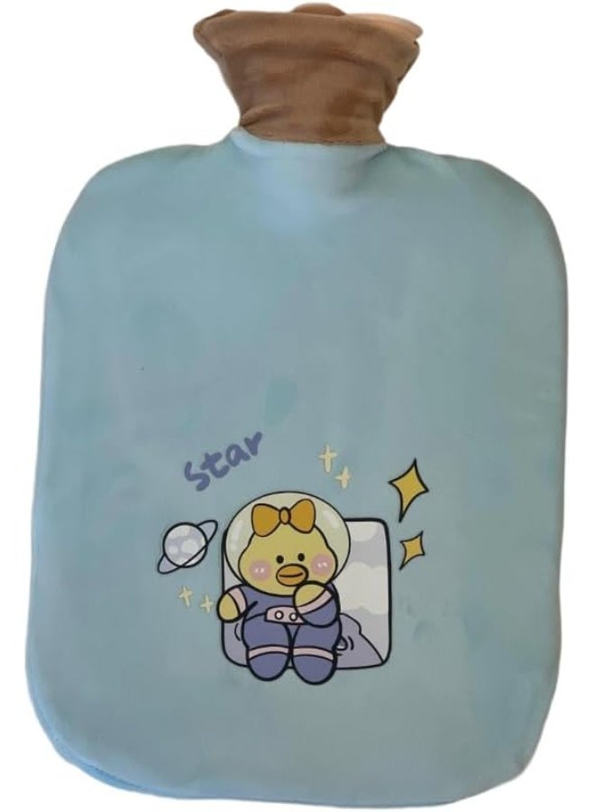 Generic Hot Water Bottle with Cute Animal Space Design Cover, 2000ml, Pain Relief and Comfort  - Image 1