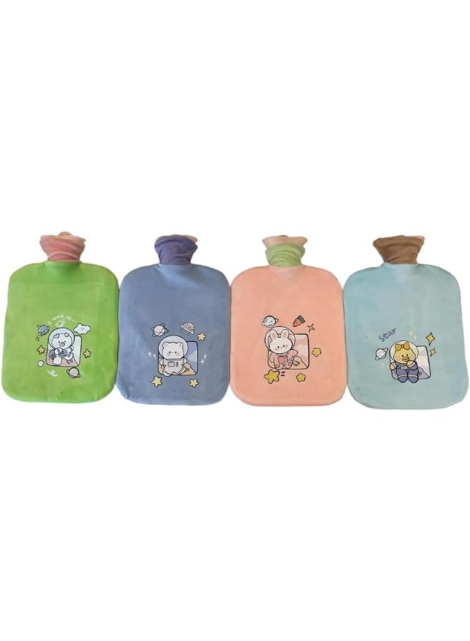 Generic Hot Water Bottle with Cute Animal Space Design Cover, 2000ml, Pain Relief and Comfort  - Image 4