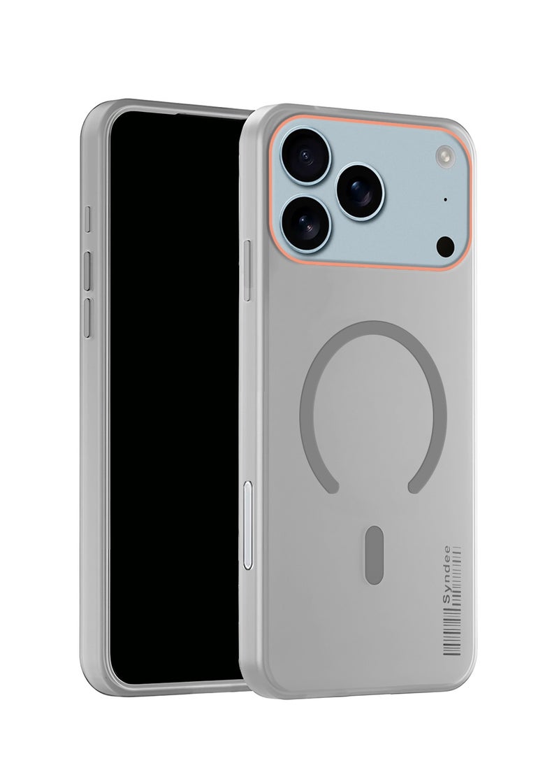 سيندي غطاء حالة أنيق رمادي لسلسلة Syndee من آبل آيفون 17 برو 5G 2025 مع ماغساف ماغنتي لشحن مغناطيسي وحواف كاميرا مرتفعة - Image 1
