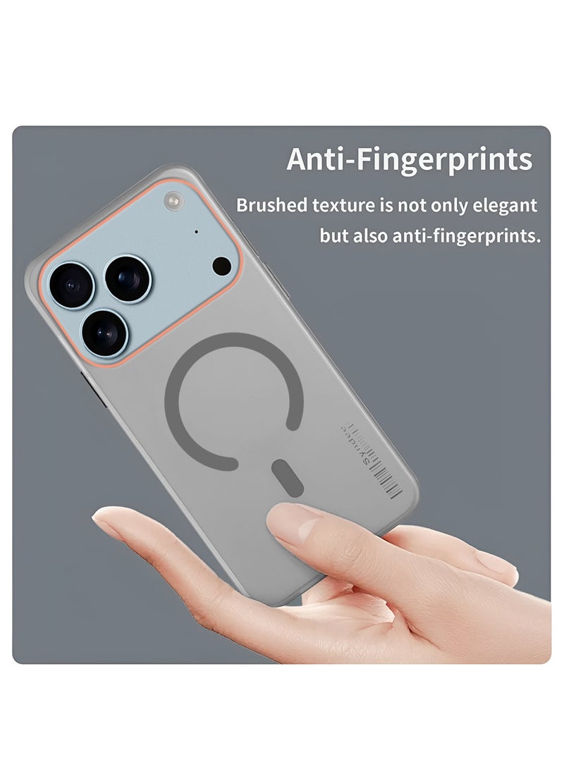 سيندي غطاء حالة أنيق رمادي لسلسلة Syndee من آبل آيفون 17 برو 5G 2025 مع ماغساف ماغنتي لشحن مغناطيسي وحواف كاميرا مرتفعة - Image 4