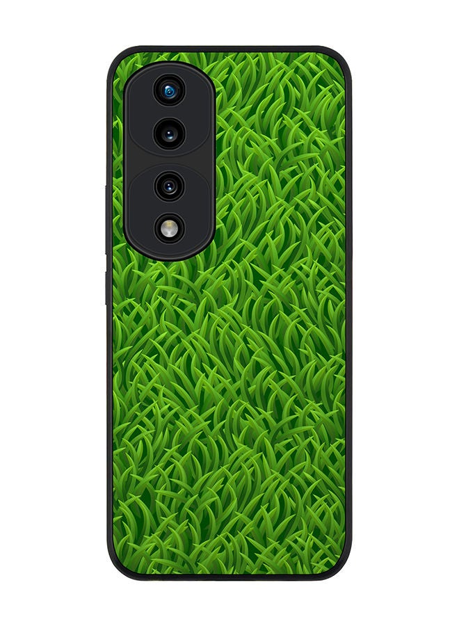 Stylizedd Rugged Black edge case for Honor 70 Pro Slim fit Soft Case Flexible Rubber Edges Anti Drop TPU Gel Thin Cover - Grassy Grass - Image 1
