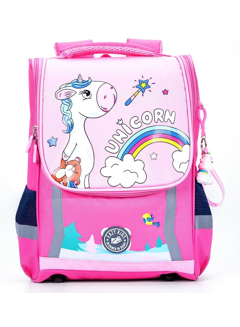 Eazy Kids School Bag Unicorn wt Trolley - Princess Pink