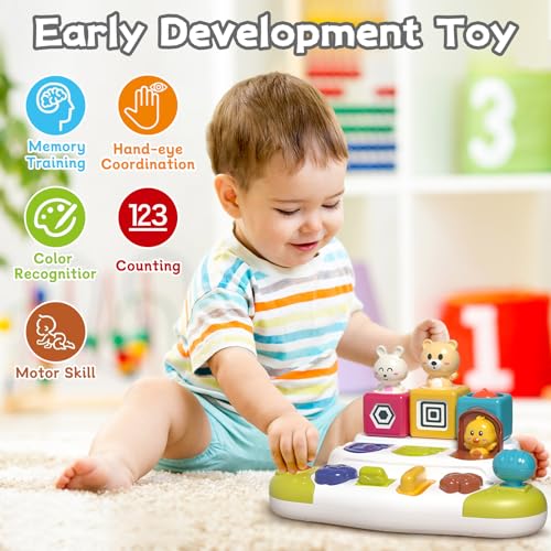 PANITU Baby Pop Up Animal Toys with Buttons & Colors, Montessori Cause and Effect Toys for Boys Girls, Kids, Toddlers, Babies – 9 Months + - Image 5