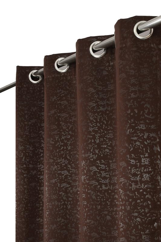 ATHS Heavy Quality Texture Design Curtain Room Darkening Insulated Blackout Curtains Soft Thick Premium Fabric 1 Brown 4x8 Feet for Door  - Image 1