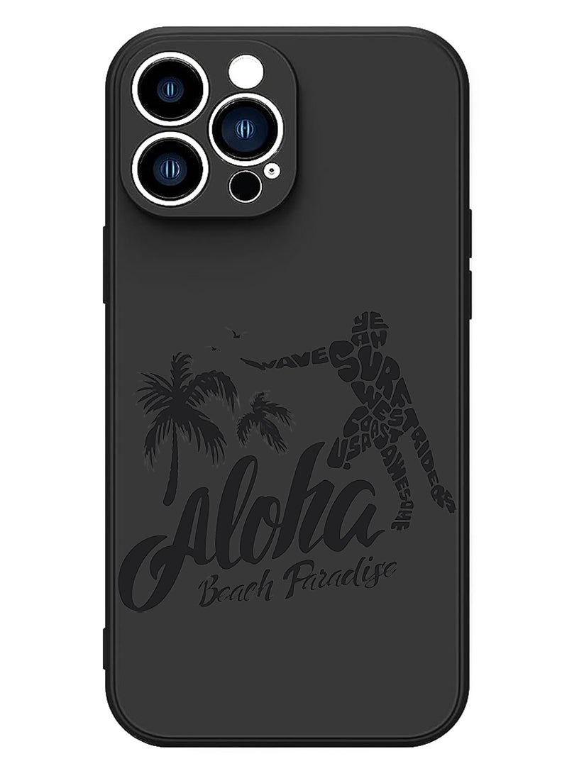 Theodor Protective Slim Fit Case Liquid Silicone Cover with Full Body Protection Anti-Scratch Shockproof Case For iPhone 13 Pro Black  - Aloha Beach Paradise white copy - Image 1