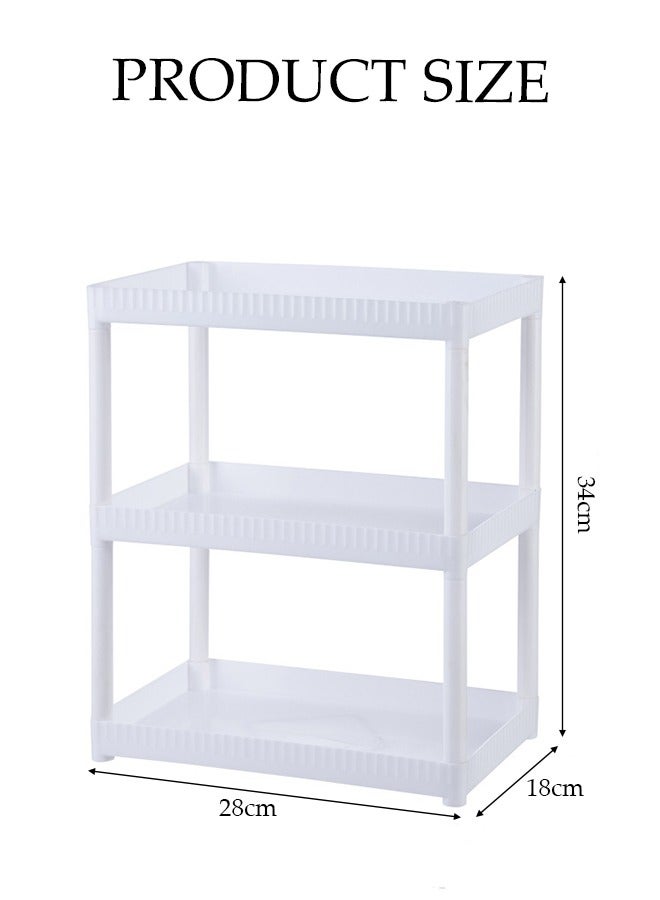 DUNISO 3 Layer Desktop Storage Rack, Kitchen Seasoning Sorting Rack, Multifunctional Dressing Table Storage Rack, With Raised Edges, Sturdy And Durable, Suitable For Offices, Kitchens, Bedrooms, Bathrooms, 28 * 18 * 34cm, White - Image 2