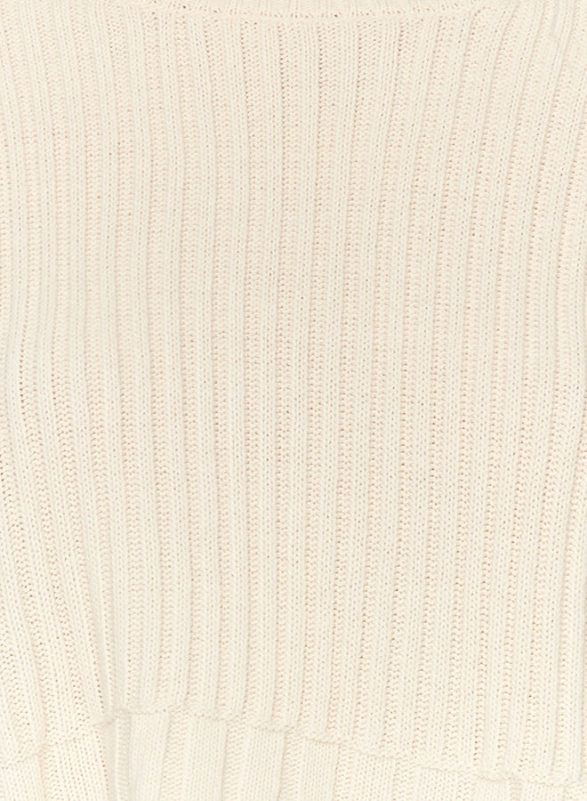 trendyol Ecru Super Crop Knitwear Sweater TWOAW24KZ00275 - Image 4