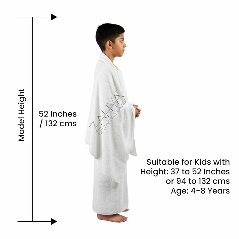 ZAHYA إحرام تيري للأولاد (4-8 سنوات) - 100% قطن نقي، 30x60 بوصة، ناعم وامتصاصي، إحرام للحج/العمرة - Image 4
