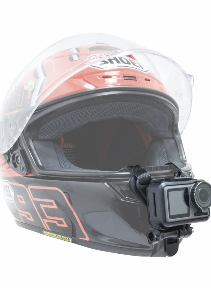 SYOSI حامل ذقن خوذة الدراجة النارية لكاميرا GoPro وحزام الخوذة مع ذراع دوارة قابلة للتمديد متوافق مع كاميرا Hero 10/9/8/7/6/5 Dji Action Camera وحامل ذقن خوذة الدراجة النارية وملحقاتها باللون الأسود  - Image 4
