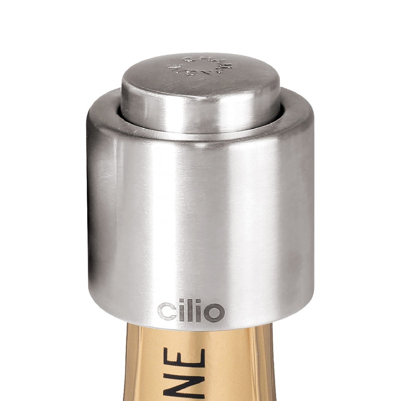 Cilio Stainless Steel Champagne Sealer, Bottle Stopper for Sealing Champagne Bottles Large - Image 1