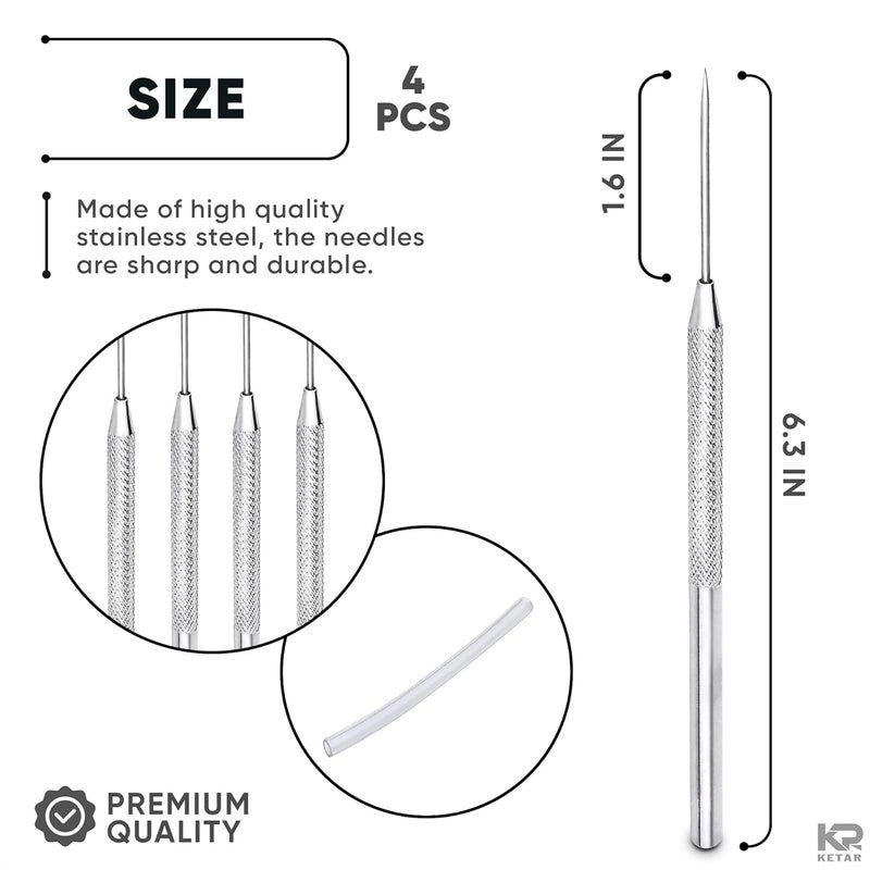 KETAR 4 Pcs Pottery Needle Tool – 6.3 Inches Needle Tools for Clay, Durable Stainless Steel Tips, Non-Slip Grip & Protective Sleeve – Easy to Clean for Ceramics, Sculpting, DIY Craft & Detailed Carving - Image 2