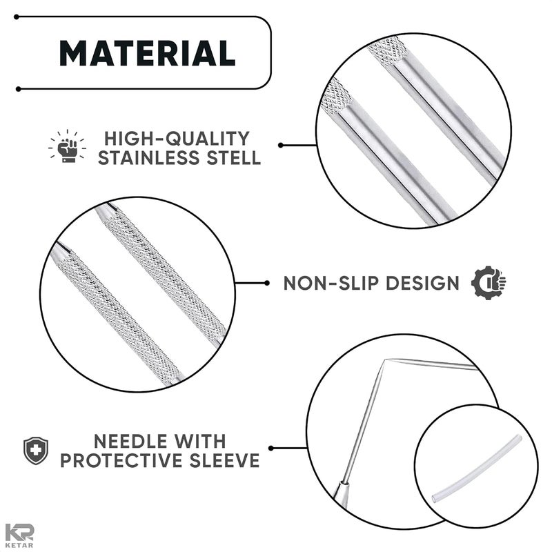 KETAR 4 Pcs Pottery Needle Tool – 6.3 Inches Needle Tools for Clay, Durable Stainless Steel Tips, Non-Slip Grip & Protective Sleeve – Easy to Clean for Ceramics, Sculpting, DIY Craft & Detailed Carving - Image 3