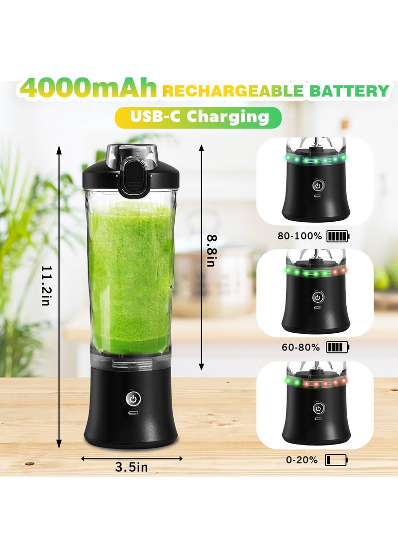 Generic - Portable Personal Blender for Shakes & Smoothies - 20 OZ USB-C Rechargeable Juicer with 6 Blades, Travel Lid, Electric Protein Shaker for Kitchen, Office, Gym - Image 1
