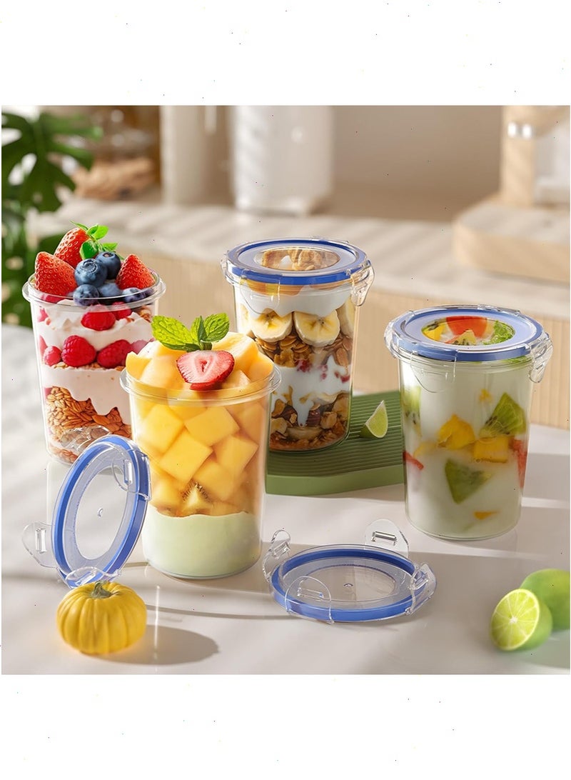 يواوليتي 4 عبوات من حاويات الشوفان الليلية مع أغطية ، حاوية دقيق الشوفان ، برطمانات شوفان مانعة للتسرب سعة 16 أونصة ، خالية من البيسفينول أ ، قابلة لإعادة الاستخدام ، حاوية تخزين طعام بلاستيكية محمولة لدقيق الشوفان والزبادي والحساء والحبوب والحليب والمزيد - Image 1