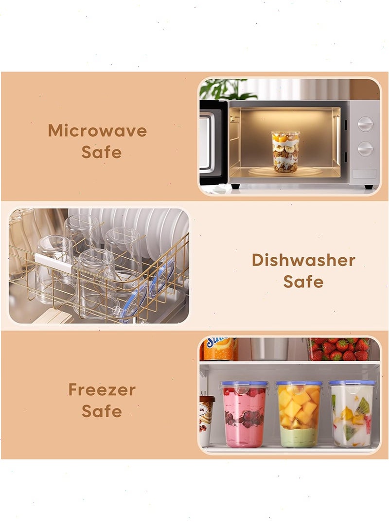 يواوليتي 4 عبوات من حاويات الشوفان الليلية مع أغطية ، حاوية دقيق الشوفان ، برطمانات شوفان مانعة للتسرب سعة 16 أونصة ، خالية من البيسفينول أ ، قابلة لإعادة الاستخدام ، حاوية تخزين طعام بلاستيكية محمولة لدقيق الشوفان والزبادي والحساء والحبوب والحليب والمزيد - Image 3