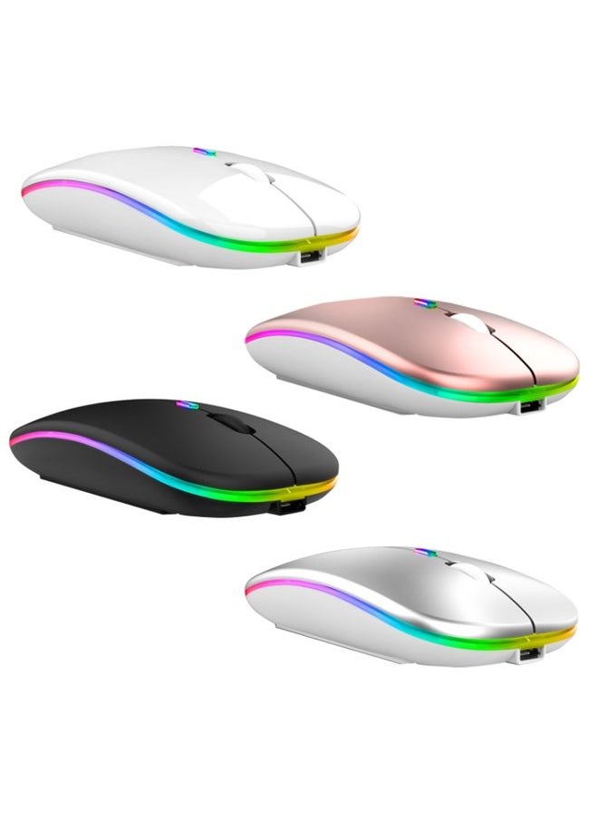 BURAQ C7002 2400DPI 4 Keys Colorful Luminous Wireless Mouse, Color: Dual-modes Black  - Image 2
