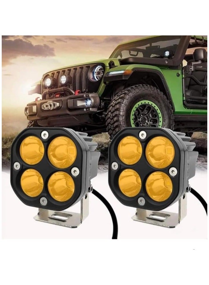 Generic Off-Road LED Pod Lights, 40W Amber Quad Spotlight, Aluminum Housing, Pack of 2, for 4x4 Vehicles  - Image 1