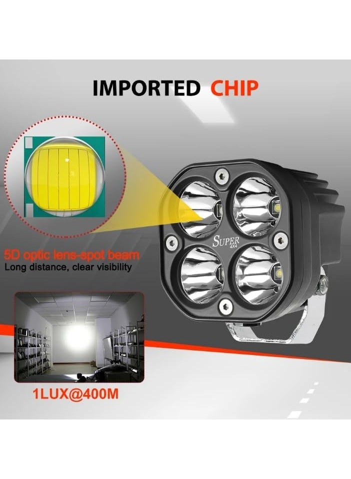 Generic Off-Road LED Pod Lights, 40W Amber Quad Spotlight, Aluminum Housing, Pack of 2, for 4x4 Vehicles  - Image 4