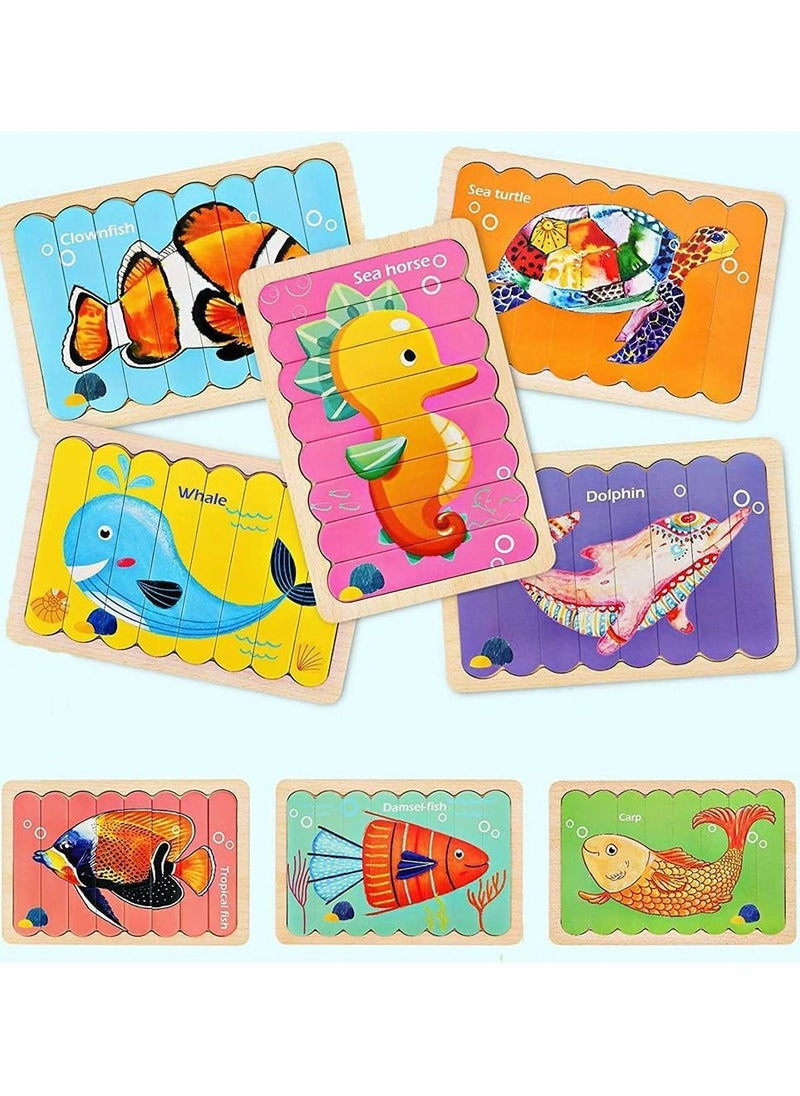 Y&D Wooden Jigsaw Puzzles (32 Pieces & 8 Patterns)  - Image 1