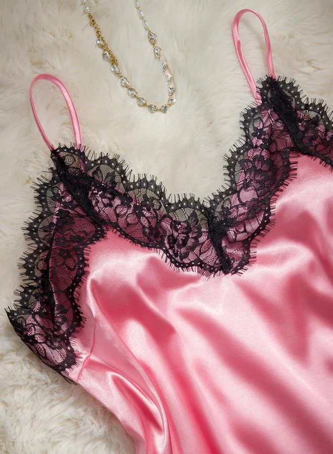 Take Two Plus Size Lace Trim Cami and Shorts Set