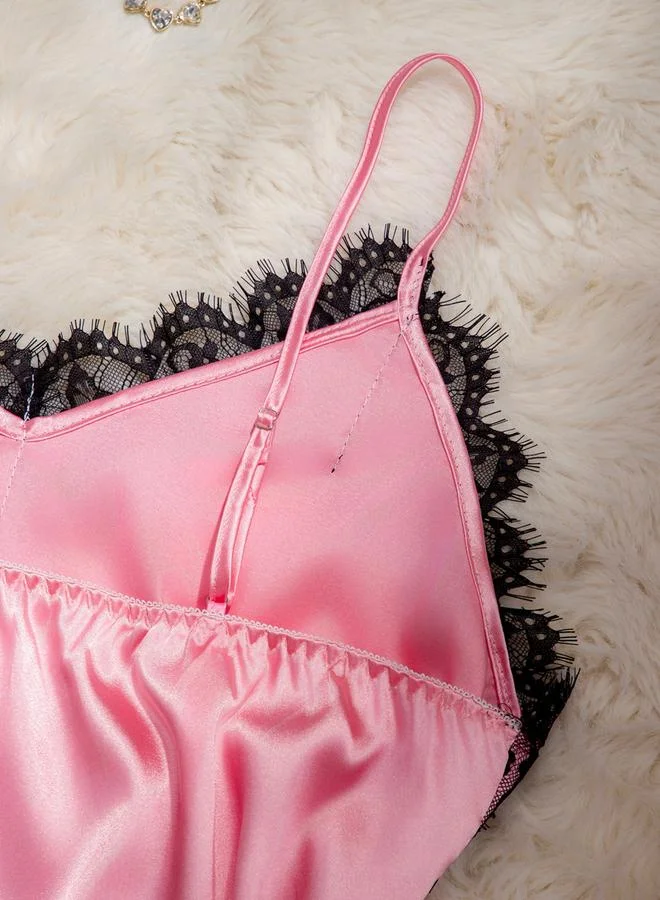 Take Two Plus Size Lace Trim Cami and Shorts Set