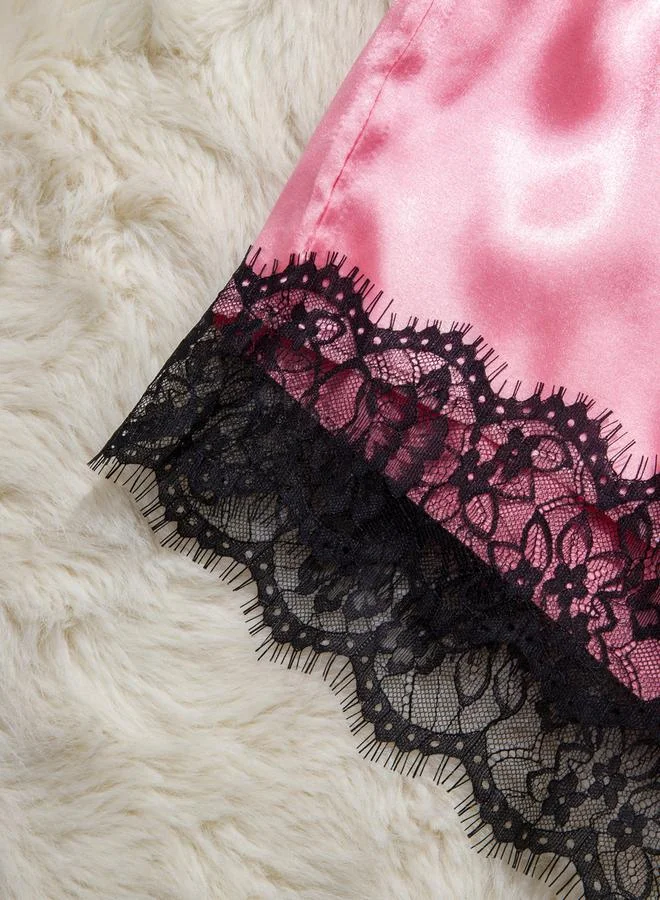 Take Two Plus Size Lace Trim Cami and Shorts Set
