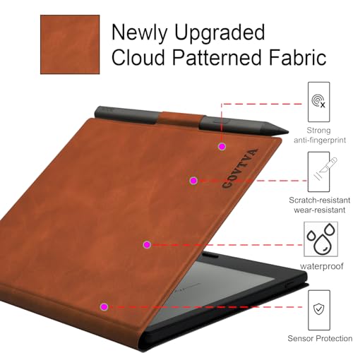 GOVTVA Magnetic Leather Case for 7'' Boox Tablet Go Color 7 (Gen II/Gen I 2025/2024) / Onyx Boox Go 7 Ultra-Thin Lightweight Auto Sleep/Wake Cover with Pen Holder & Magnetic Closure (Vintage Brown) - Image 4