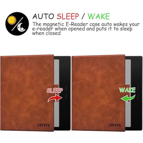 GOVTVA Magnetic Leather Case for 7'' Boox Tablet Go Color 7 (Gen II/Gen I 2025/2024) / Onyx Boox Go 7 Ultra-Thin Lightweight Auto Sleep/Wake Cover with Pen Holder & Magnetic Closure (Vintage Brown) - Image 5