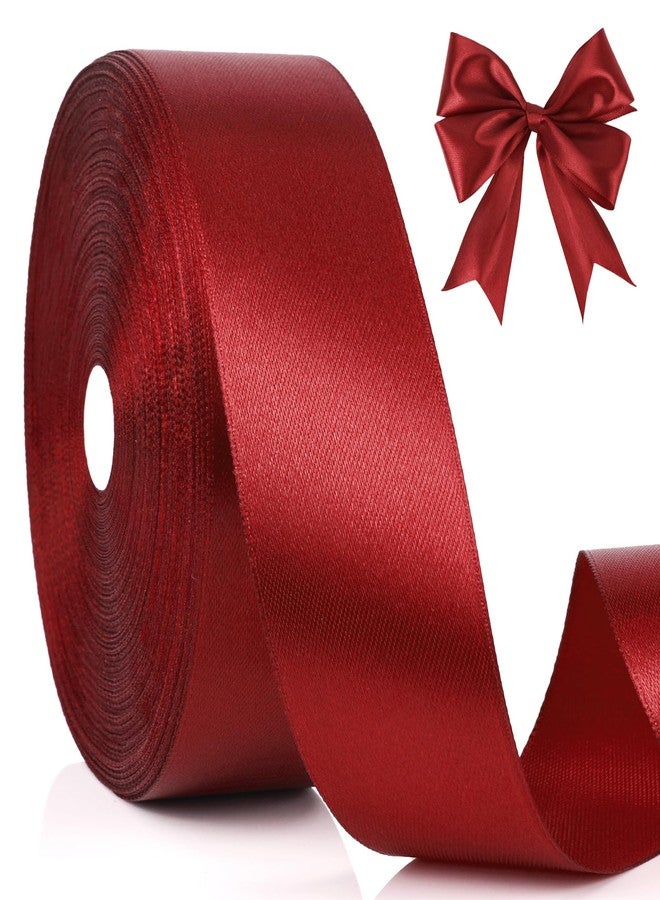 NESCCI 100 Yards Ribbon,1-1/2 Inch Wine Red Satin Ribbon,Single Face Satin Ribbons,Perfect for Gift Wrapping,Wedding Decoration,Handmade Bows, Wrapping Bouquet and More - Image 1