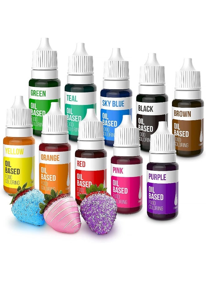 Nomeca Upgraded Oil Based Food Coloring for Chocolate, 10 Colors, for Candy Melts, Edible Food Dye for Baking Cake Decorating Cookies Icing Fondant Meringues - .35 Fl. Oz Bottles - Image 1