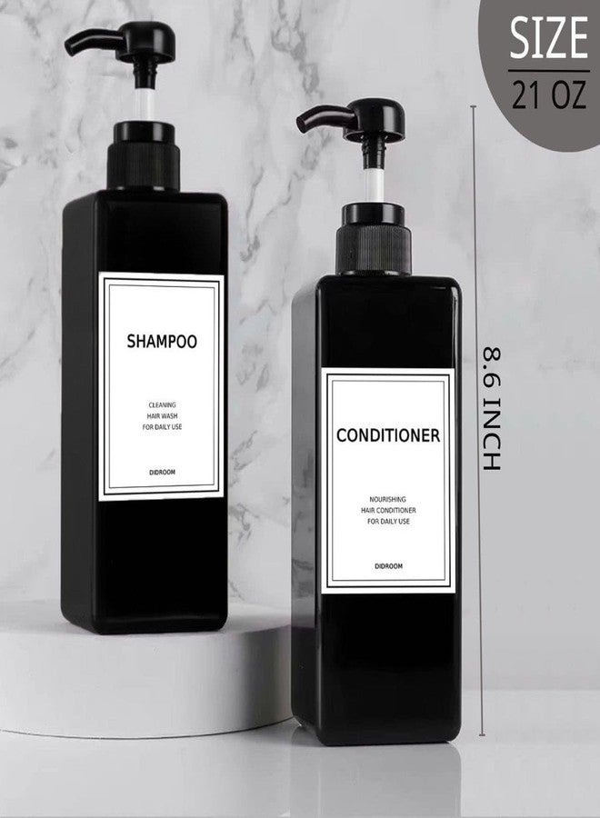 DIDROOM Modern Shampoo and Conditioner Dispenser (21 oz, Pack of 3) Refillable Pump Bottle Set Empty Shower Plastic Bottles with Pump for Bathroom Body Wash Soap and Shower - Image 2