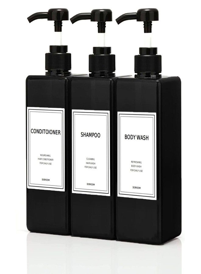 DIDROOM Modern Shampoo and Conditioner Dispenser (21 oz, Pack of 3) Refillable Pump Bottle Set Empty Shower Plastic Bottles with Pump for Bathroom Body Wash Soap and Shower - Image 1