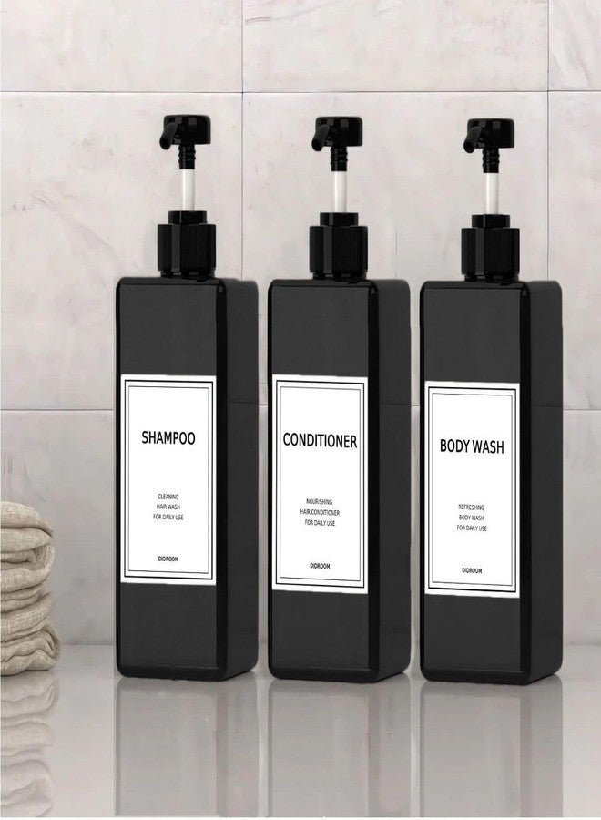 DIDROOM Modern Shampoo and Conditioner Dispenser (21 oz, Pack of 3) Refillable Pump Bottle Set Empty Shower Plastic Bottles with Pump for Bathroom Body Wash Soap and Shower - Image 4