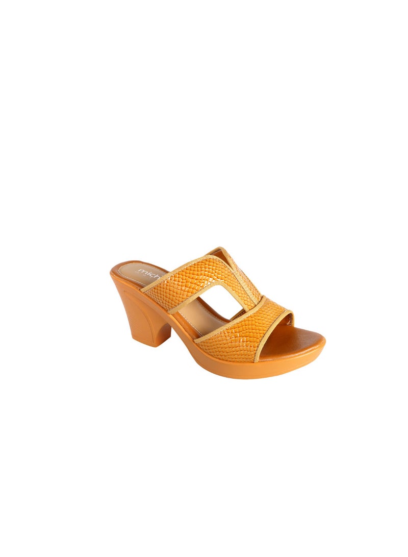 Michelle Morgan Ladies Snake Print Block Heel Sandals Sand 36 - Image 2