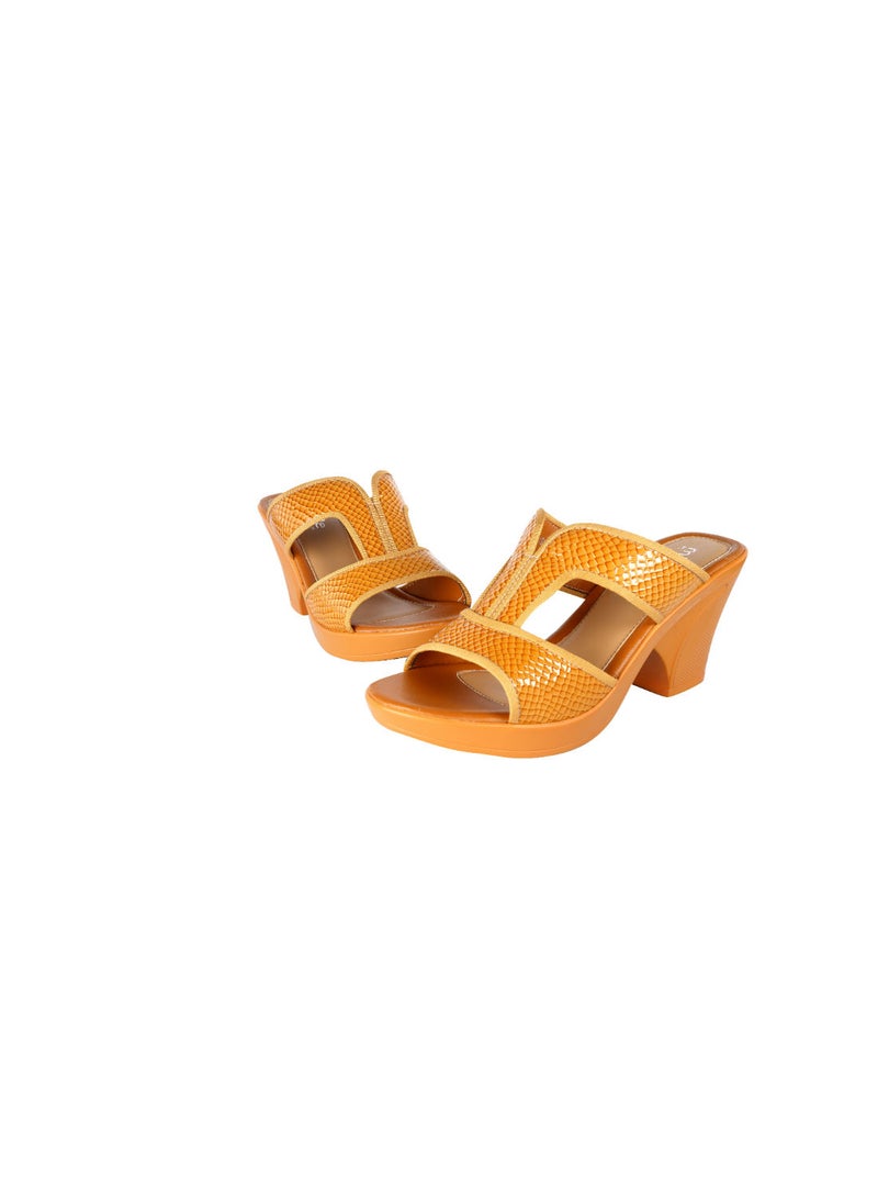 Michelle Morgan Ladies Snake Print Block Heel Sandals Sand 36 - Image 1