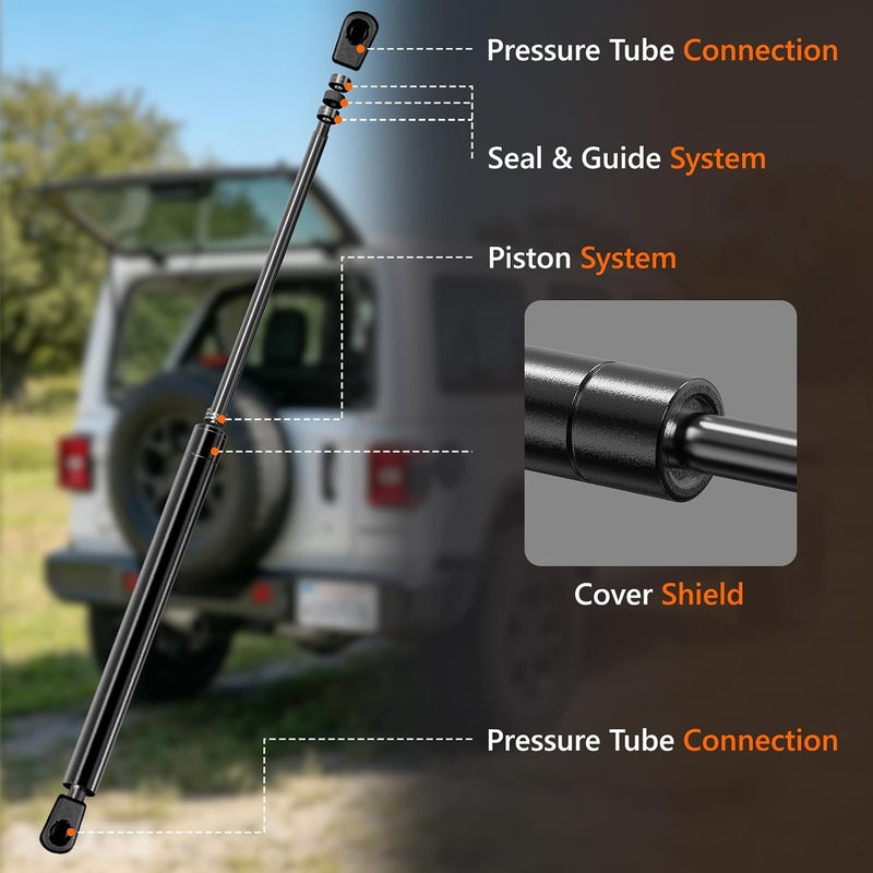 Blshwez 2 Pack Rear Window Struts, Heavy-Duty Back Window Glass Shocks Lift Supports for 2018-2025 Jeep Wrangler Freedom/Rubicon/Sport/Unlimited/Willys - Image 4