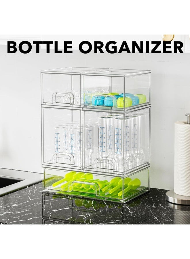 YelaJoy Bottle Storage Organizer Baby, Acrylic Bottles Station Organizer Container, Stackable Clear Drawers for Countertop, Vanity, Bathroom, Cabinet, Pantry Organization, 5 Pack - Image 5