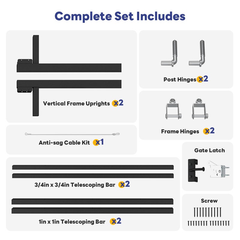 CCBOYSHARDWARE Fence Gate Frame Kit for Wooden Gate, Adjustable Steel Anti-Sag Gate Hardware for 36â€“62 in Wide,Heavy Duty Outdoor Fence Hardware for Wooden Doors,Shed Doors,Driveway Gates,Corral Gates - Image 2