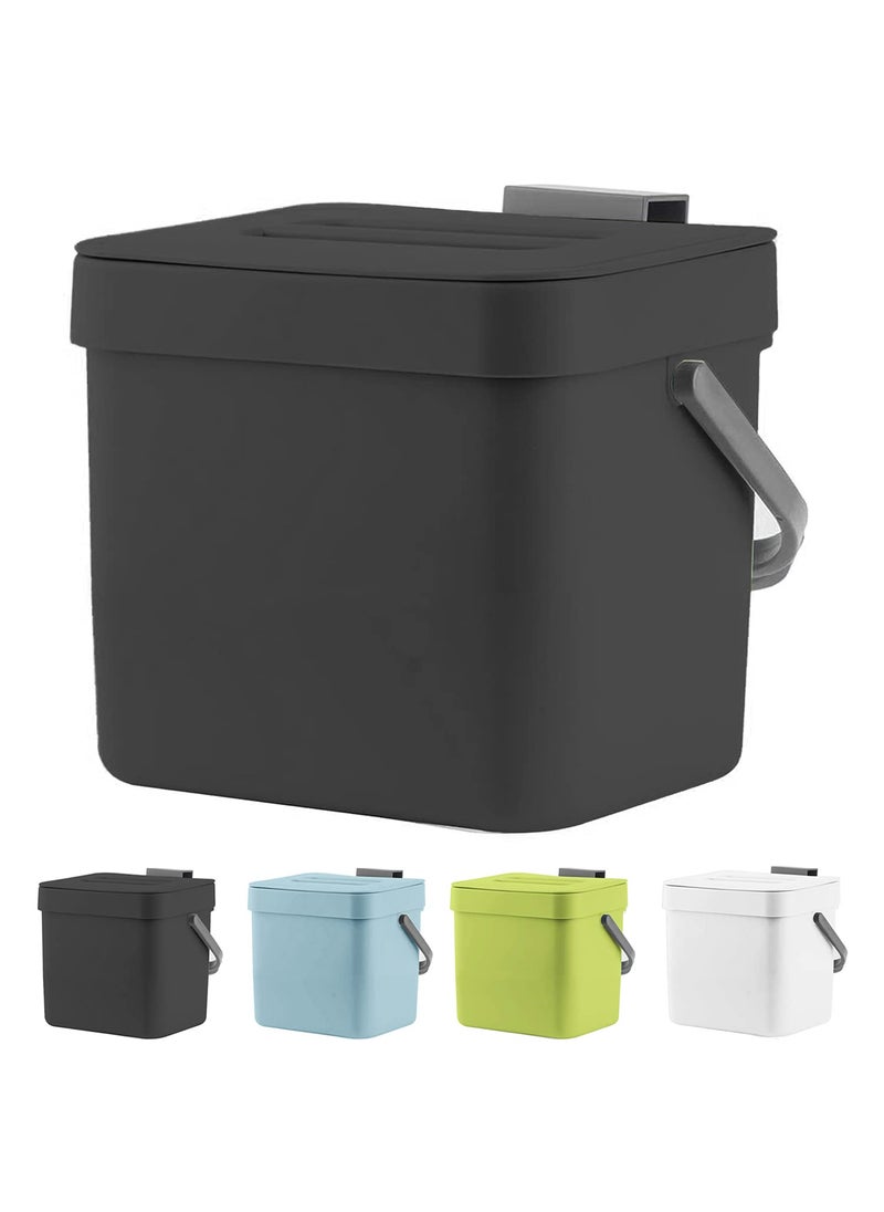 LALASTAR Kitchen Trash Can with Lid LALASTAR WallMounted Under Sink Small Garbage Can for Kitchen Bathroom Compost Bin Countertop Cabinet Trash Can Hanging 18 Gallon Black 7L 