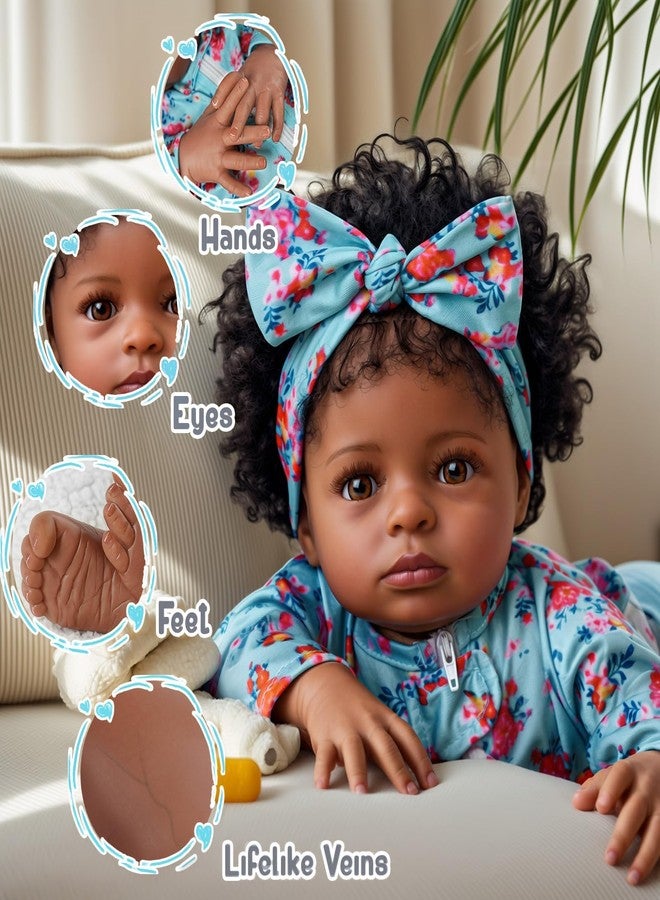 BABESIDE Lifelike Reborn Black Girl- 18-Inch Realistic Newborn Real Life Baby Dolls with Clothes and Toy Gift for Kids Age 3+ - Image 5
