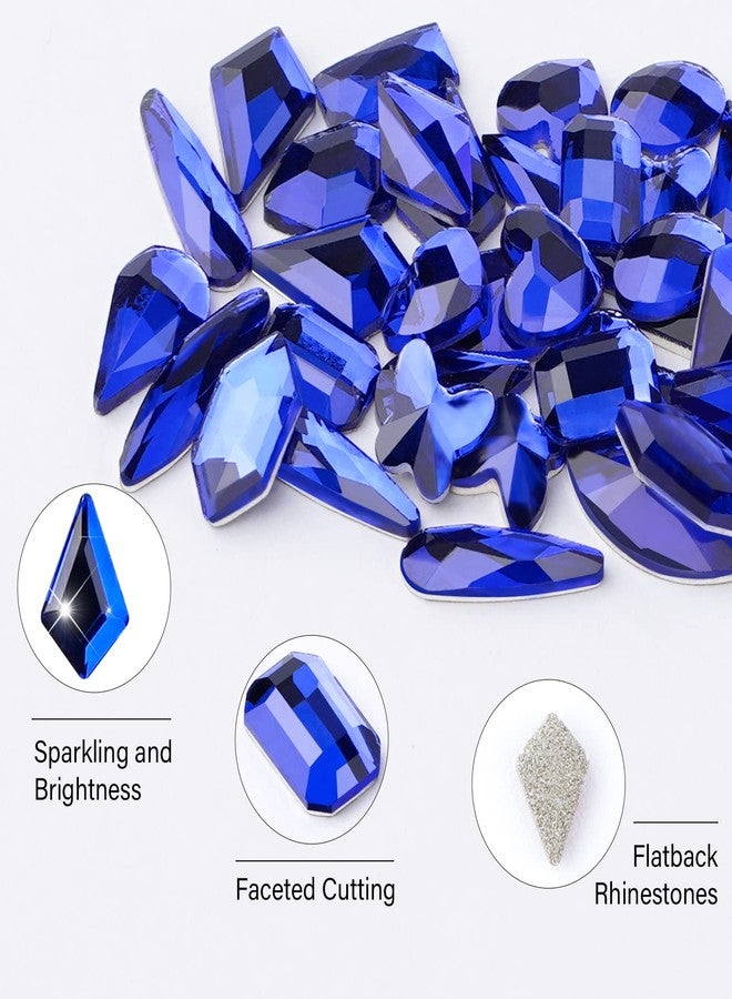 Canvalite 2900Pcs Blue Rhinestones for Nails, 18 Styles Multi Shape Nail Charms and Gems Shiny Glass Crystal Flatback Nail Rhinestones Set for Nail Art with Rhinestone Picker and Tweezers - Image 3