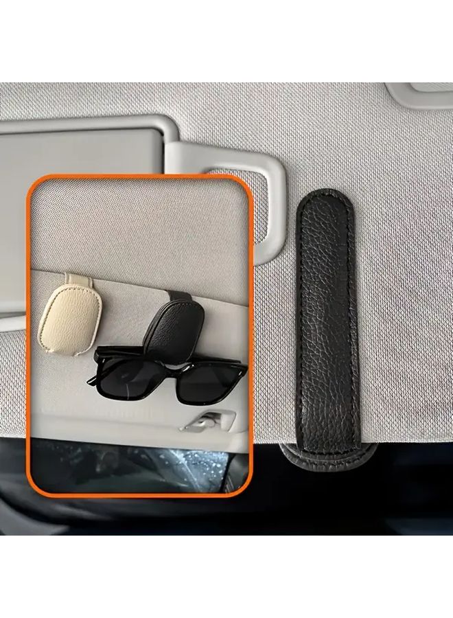 Black Car Sun Visor Clip Holds Glasses Phone Wallet Cards Universal Fit - Image 2