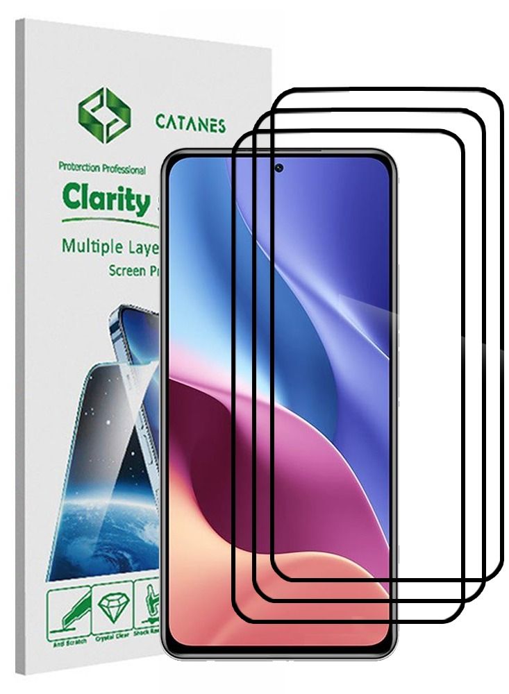 CATANES 3 Pack For Xiaomi Redmi K40 Screen Protector Tempered Glass Full Glue Back - Image 1
