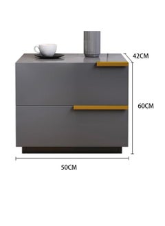 CityRiya-Long NightStand, Modern Bedside Tables with Storage Shelf, 50 * 42 * 60cm Sofa Side Table, End Table Dresser, Bed Storage Cabinet, Closet Organizer Bedside Table for Living Room, Bedroom (CT042-Grey)  - Image 2