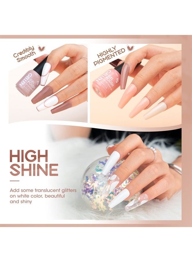 Gellen Gel Nail Polish Kit with U V LED Light 72W Nail Dryer, 12 Gel Nail Colors, No Wipe Top Base Coat, Nail Art Decorations, Manicure Tools, All-In-One Manicure Kit, Gentle Nudes  - Image 4