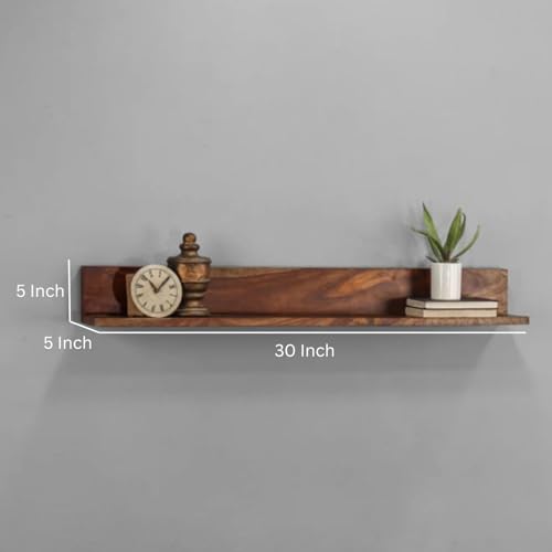 carpentray -1 Set 30 Inch Long Floating Shelf for Wall Natural Walnut Wood Wall Shelves Picture Ledge Wall Bookshelf for Living Room Bedroom Kitchen Office Home D?cor (30 Inch Long) - Image 2